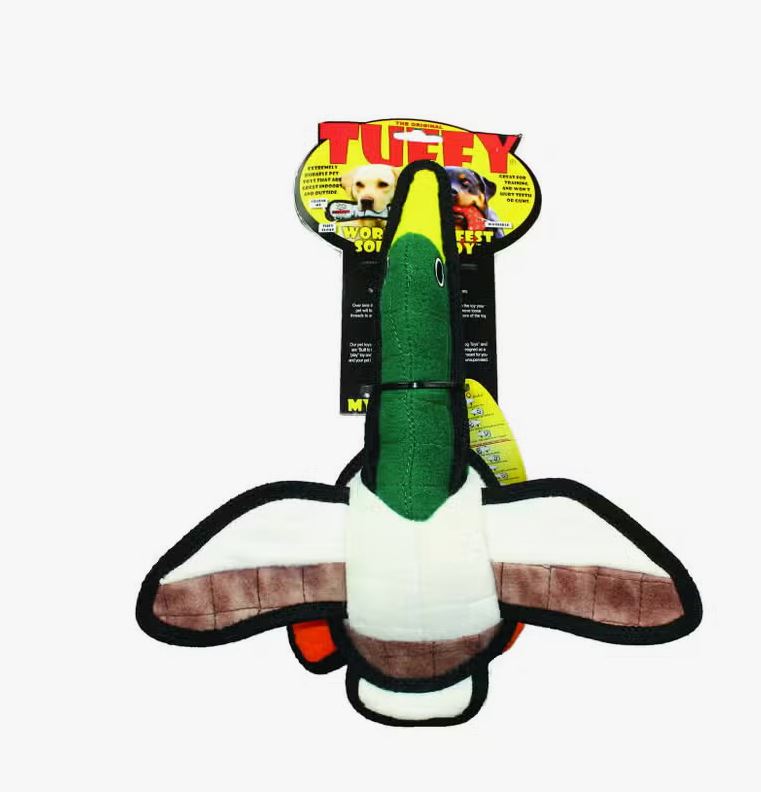 Tuffy Jr Barnyard Duck, Durable, Tough, Squeaky Dog Toy